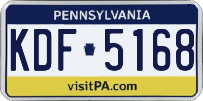 PA license plate KDF5168