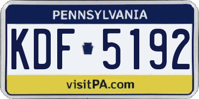 PA license plate KDF5192