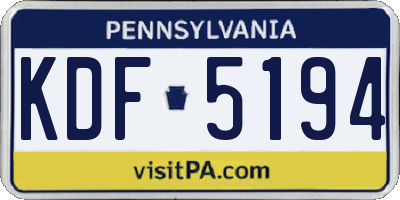 PA license plate KDF5194