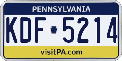 PA license plate KDF5214