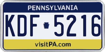 PA license plate KDF5216