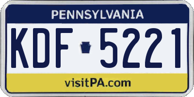PA license plate KDF5221