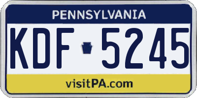 PA license plate KDF5245