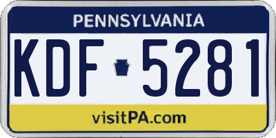 PA license plate KDF5281