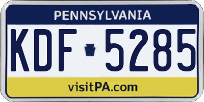 PA license plate KDF5285