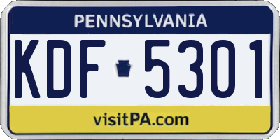 PA license plate KDF5301