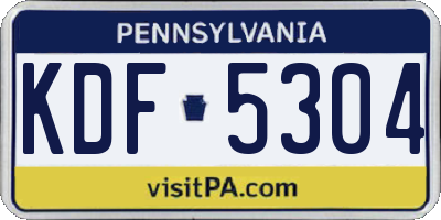 PA license plate KDF5304
