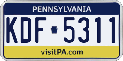 PA license plate KDF5311