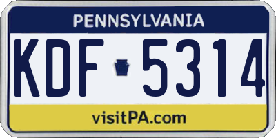 PA license plate KDF5314