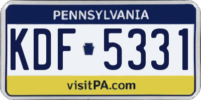 PA license plate KDF5331