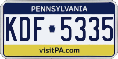 PA license plate KDF5335