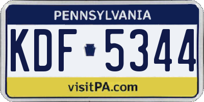 PA license plate KDF5344