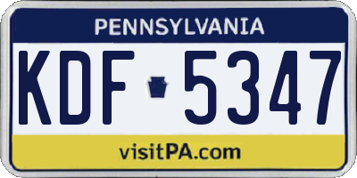 PA license plate KDF5347