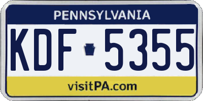 PA license plate KDF5355