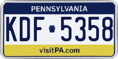 PA license plate KDF5358