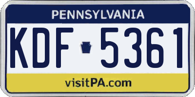 PA license plate KDF5361