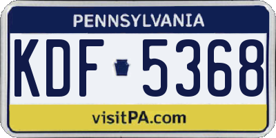 PA license plate KDF5368