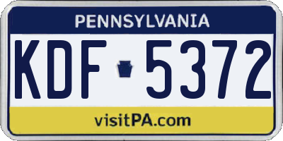 PA license plate KDF5372