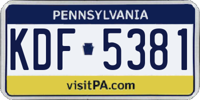 PA license plate KDF5381