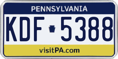 PA license plate KDF5388