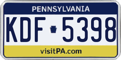 PA license plate KDF5398