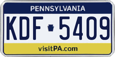 PA license plate KDF5409