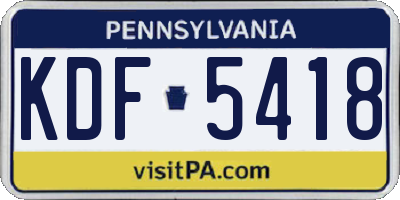 PA license plate KDF5418