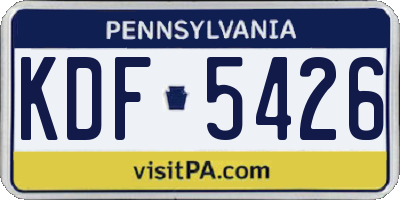 PA license plate KDF5426