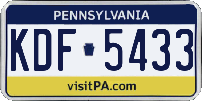PA license plate KDF5433