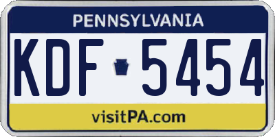 PA license plate KDF5454