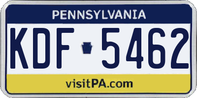 PA license plate KDF5462
