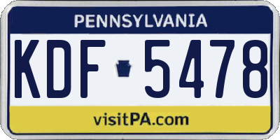 PA license plate KDF5478