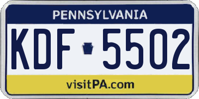 PA license plate KDF5502