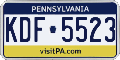PA license plate KDF5523