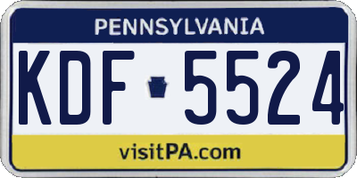 PA license plate KDF5524