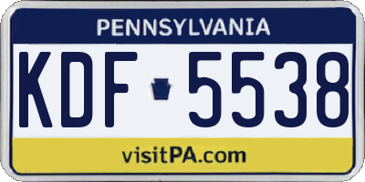 PA license plate KDF5538