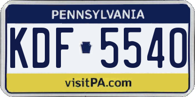 PA license plate KDF5540
