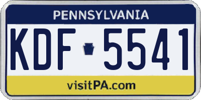 PA license plate KDF5541
