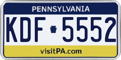 PA license plate KDF5552