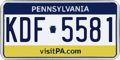 PA license plate KDF5581