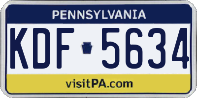 PA license plate KDF5634