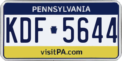 PA license plate KDF5644
