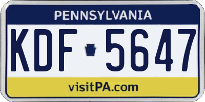 PA license plate KDF5647