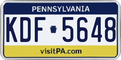 PA license plate KDF5648