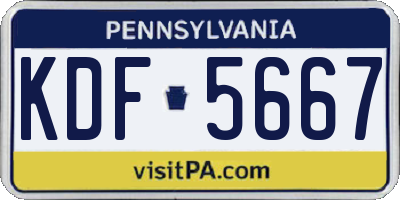 PA license plate KDF5667