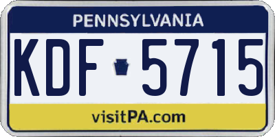 PA license plate KDF5715