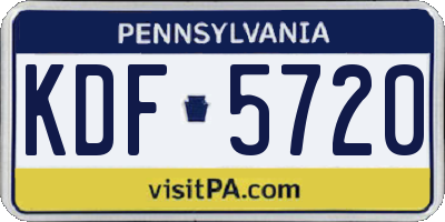 PA license plate KDF5720