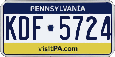 PA license plate KDF5724