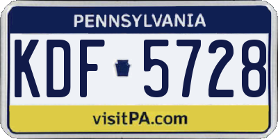 PA license plate KDF5728