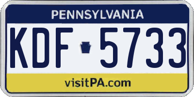 PA license plate KDF5733